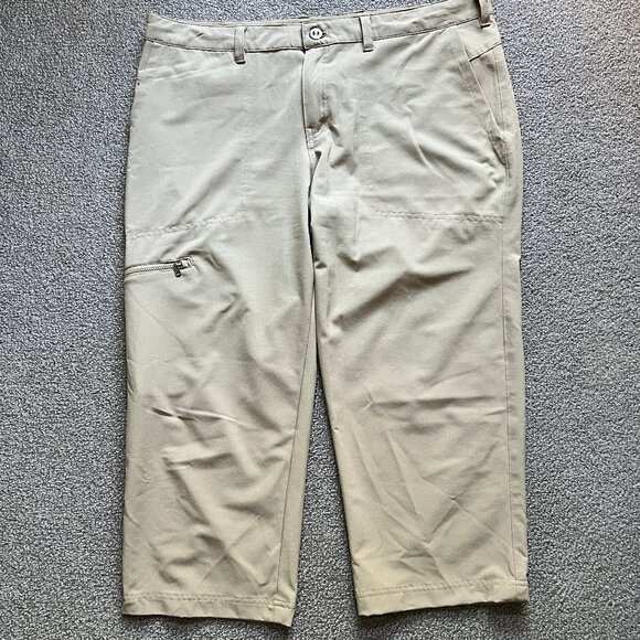 Patagonia Womens Happy Hike Stretch Capri Lightweight 50+UPF Khaki Pants | Sz 12 - Picture 2 of 6